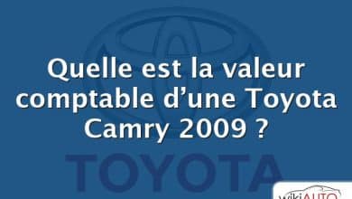 Quelle est la valeur comptable d’une Toyota Camry 2009 ?